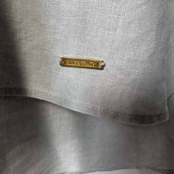 Ellen Tracy 100% Tan Linen 3/4 Sleeve Utility Top XL - Picture 9 of 9